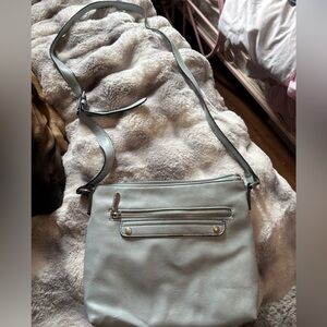 Ice Blue Leather Roots Crossbody